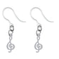 Tiny Treble Clef Drop Earrings (Dangles) - white