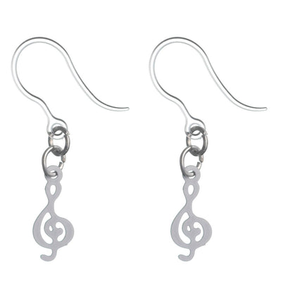 Tiny Treble Clef Drop Earrings (Dangles) - white