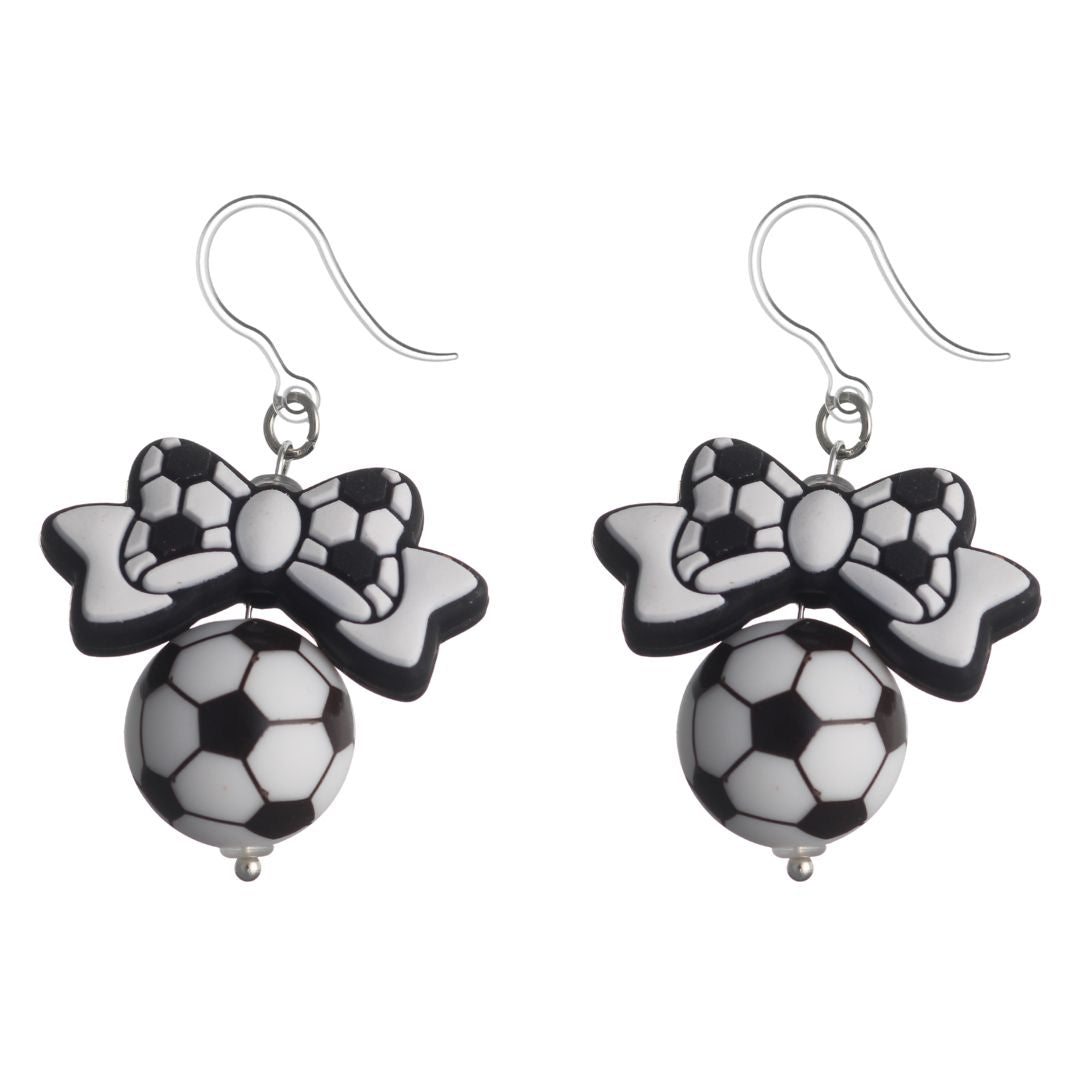 Bow Soccer Drop Earrings (Dangles)