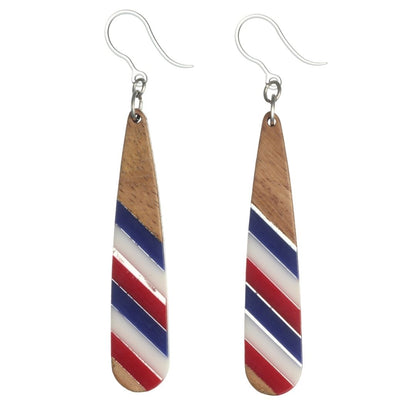 Patriotic Wooden Celluloid Earrings (Dangles)