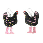 Exaggerated Chicken Earrings (Dangles) - black