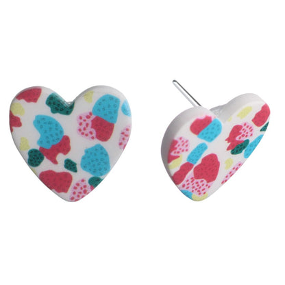 Exaggerated Patchy Heart Earrings (Studs)