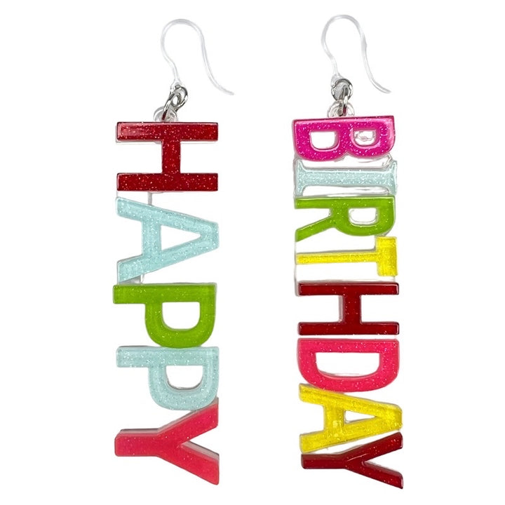 Exaggerated Happy Birthday Earrings (Dangles)