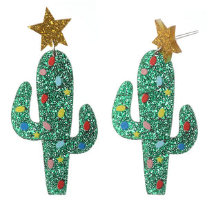 Exaggerated Christmas Cactus Dangles Hypoallergenic Earrings for Sensitive Ears Made with Plastic Posts