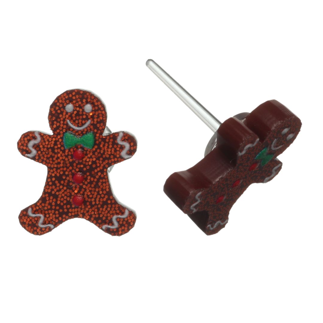 Gingerbread Man Earrings (Studs) - decorated