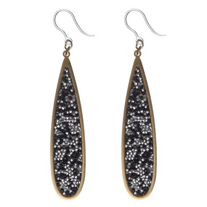 Faux Druzy Raindrop Earrings (Dangles) - black