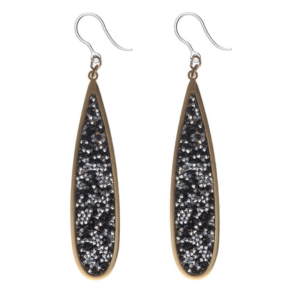 Faux Druzy Raindrop Earrings (Dangles) - black