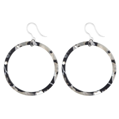 Multicolor Celluloid Hoop Dangles Hypoallergenic Earrings for Sensitive Ears with Plastic Posts
