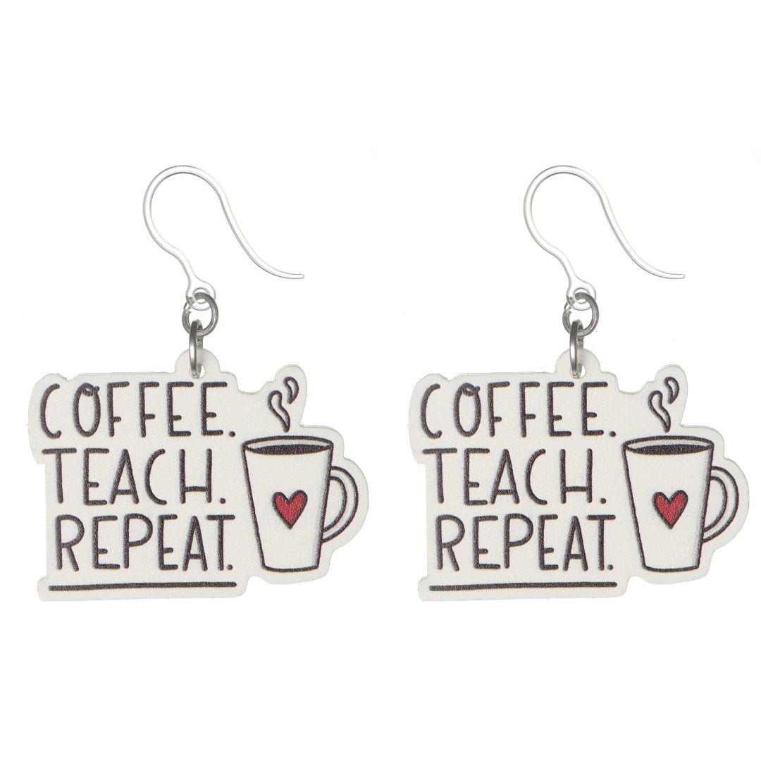 Coffee Teach Repeat Earrings (Dangles)