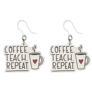 Coffee Teach Repeat Earrings (Dangles)