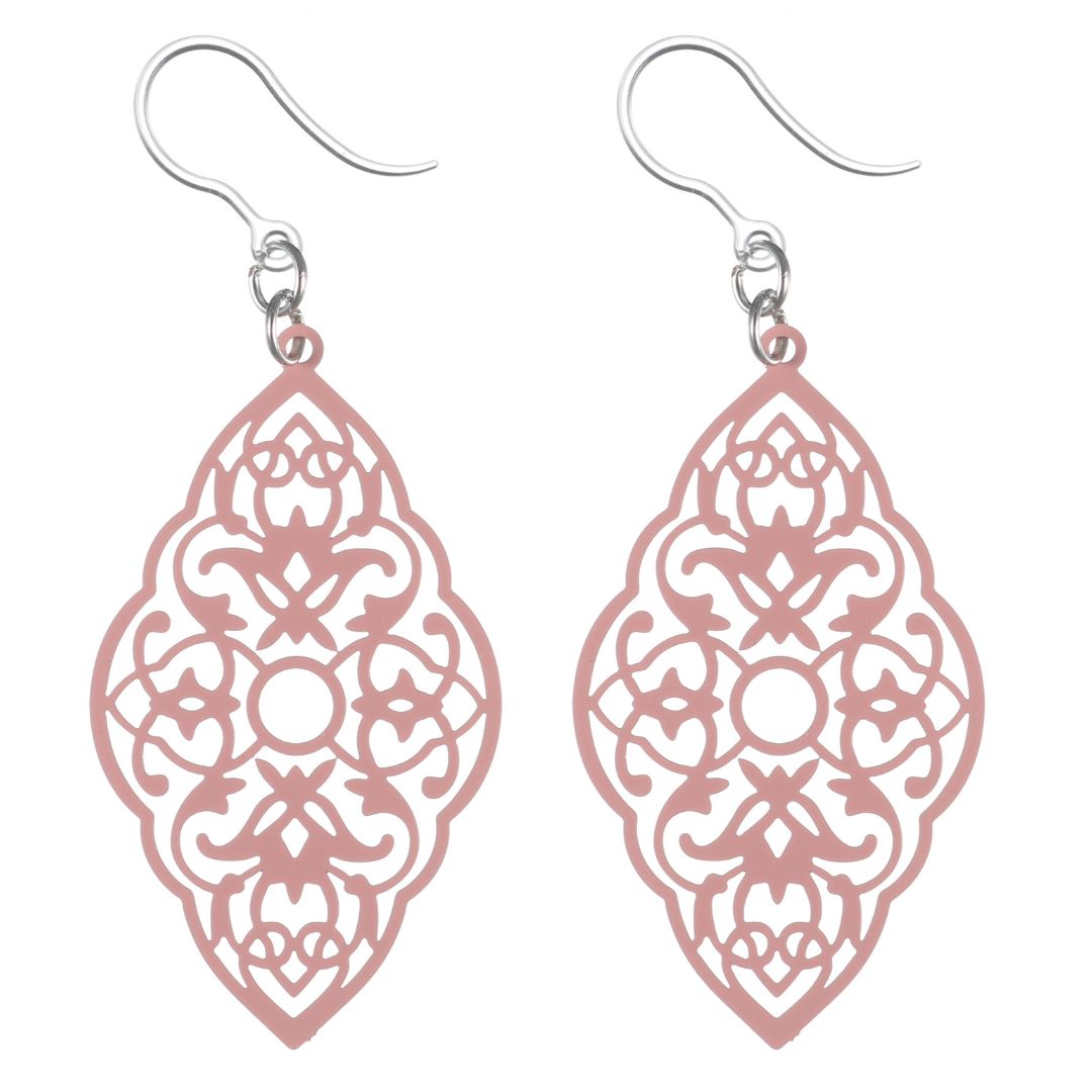 Intricate Diamond Earrings (Dangles) - pink