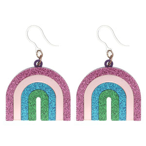 Exaggerated Rainbow Dangles Hypoallergenic Earrings for Sensitive Ears Made with Plastic Posts