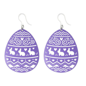 Exaggerated Easter Egg Earrings (Dangles) - purple