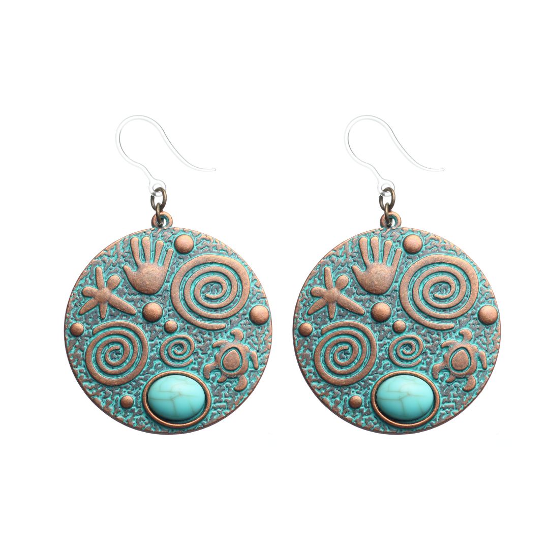 Copper Turquoise Beach Earrings Dangles