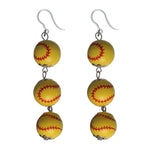 Triple Softball Drop Earrings (Dangles)