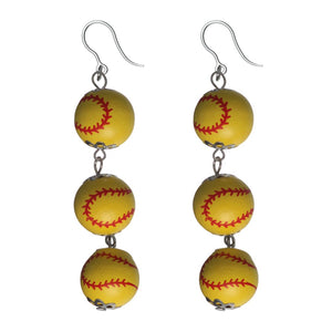 Triple Softball Drop Earrings (Dangles)