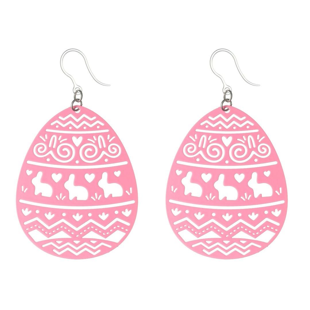 Exaggerated Easter Egg Earrings (Dangles) - pink