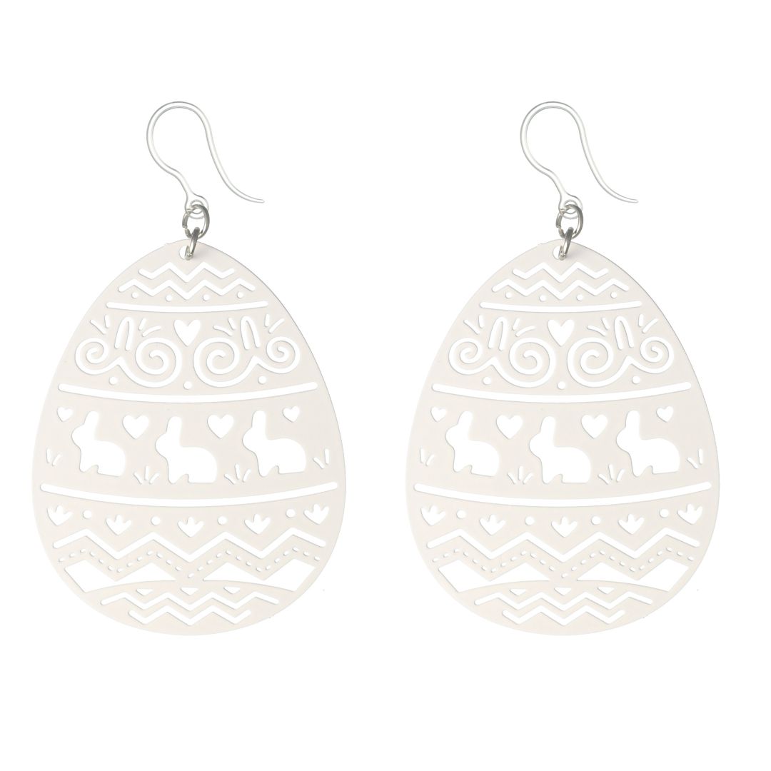 Exaggerated Easter Egg Earrings (Dangles) - white