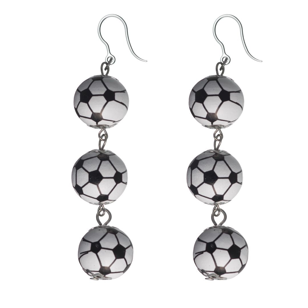 Triple Soccer Drop Earrings (Dangles)