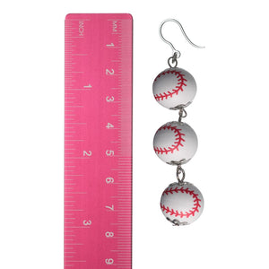 Triple Baseball Drop Earrings (Dangles) - size