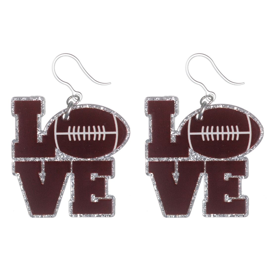 Love Football Earrings (Dangles)