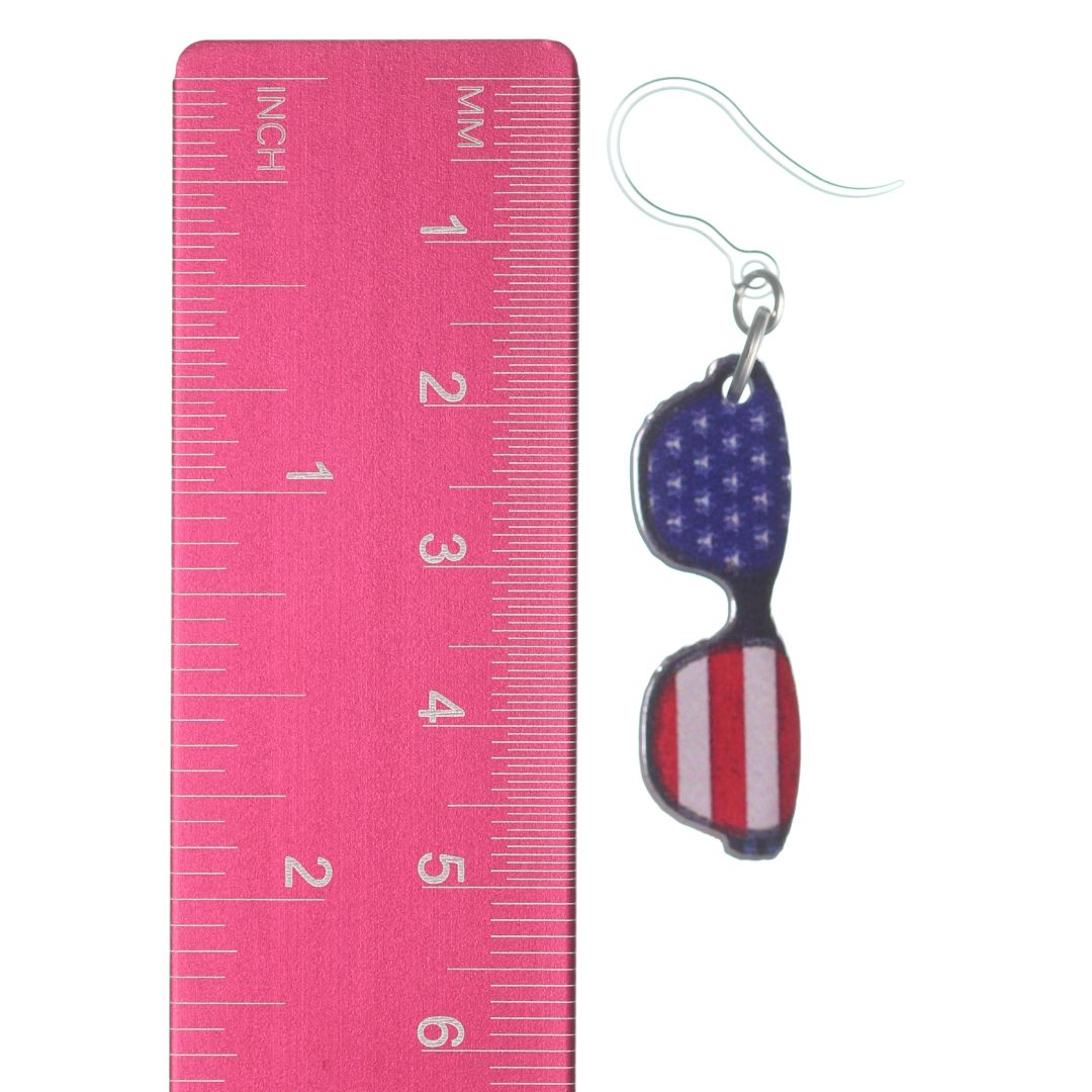 Patriotic Sunglasses Earrings (Dangles) - size