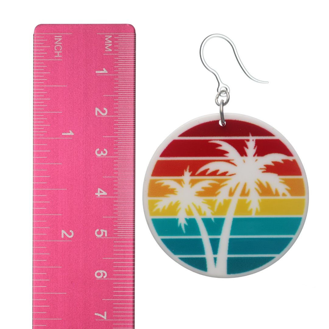 Palm Tree Stripe Earrings (Dangles) - size