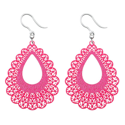 Medium Lace Teardrop Earrings (Dangles) - pink