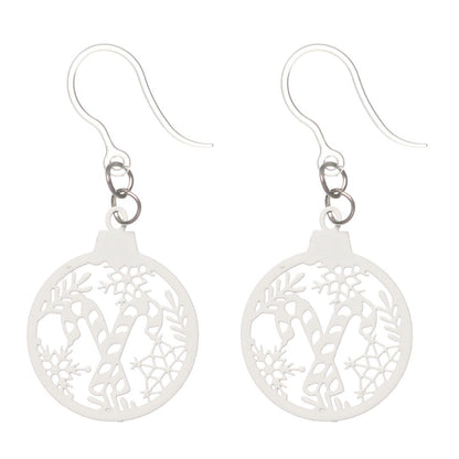 Candy Cane Ornament Earrings (Dangles) - white