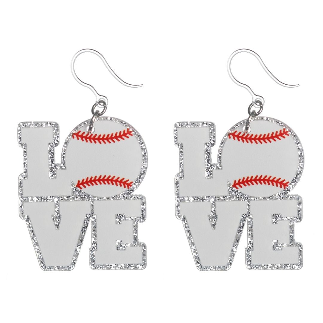 Love Baseball Earrings (Dangles)