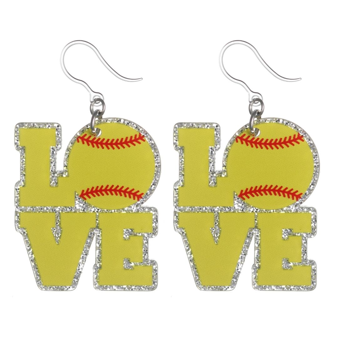 Love Softball Earrings (Dangles)