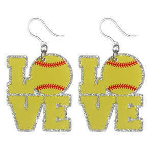 Love Softball Earrings (Dangles)