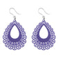 Medium Lace Teardrop Earrings (Dangles) - purple