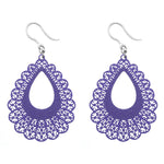 Medium Lace Teardrop Earrings (Dangles) - purple