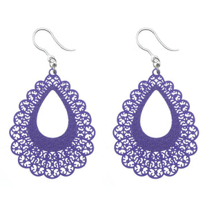Medium Lace Teardrop Earrings (Dangles) - purple