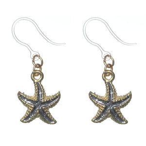 Glittery Starfish Dangles Hypoallergenic Earrings for Sensitive Ears Made with Plastic Posts