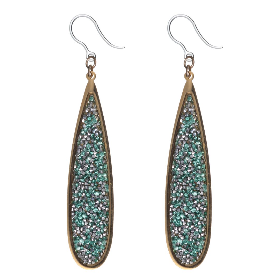 Faux Druzy Raindrop Earrings (Dangles) - turquoise