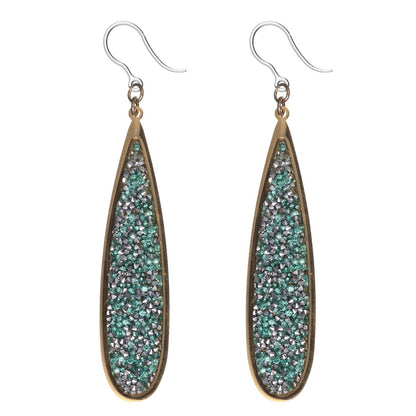 Faux Druzy Raindrop Earrings (Dangles) - turquoise