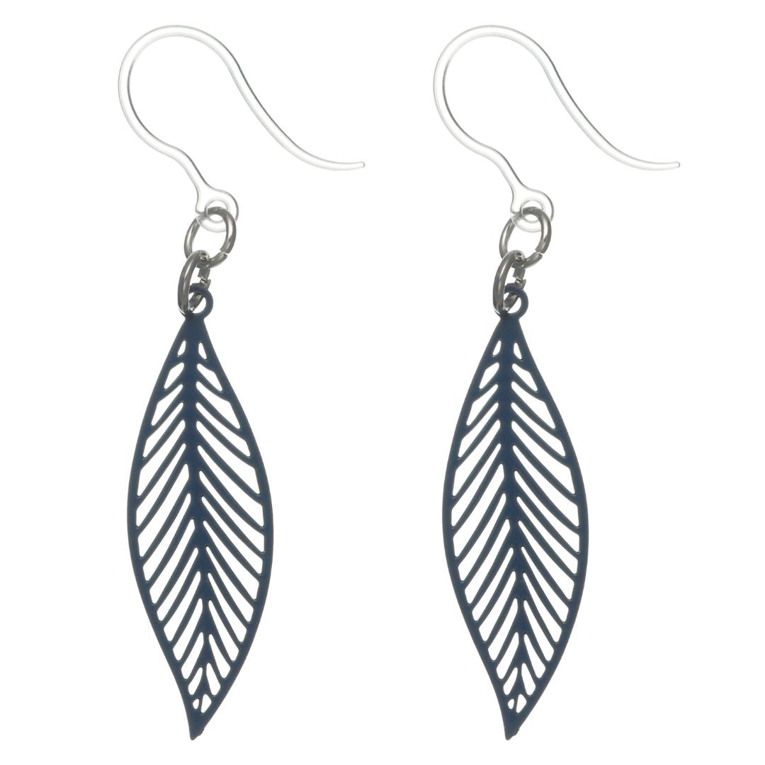 Lovely Leaf Earrings (Dangles) - blue