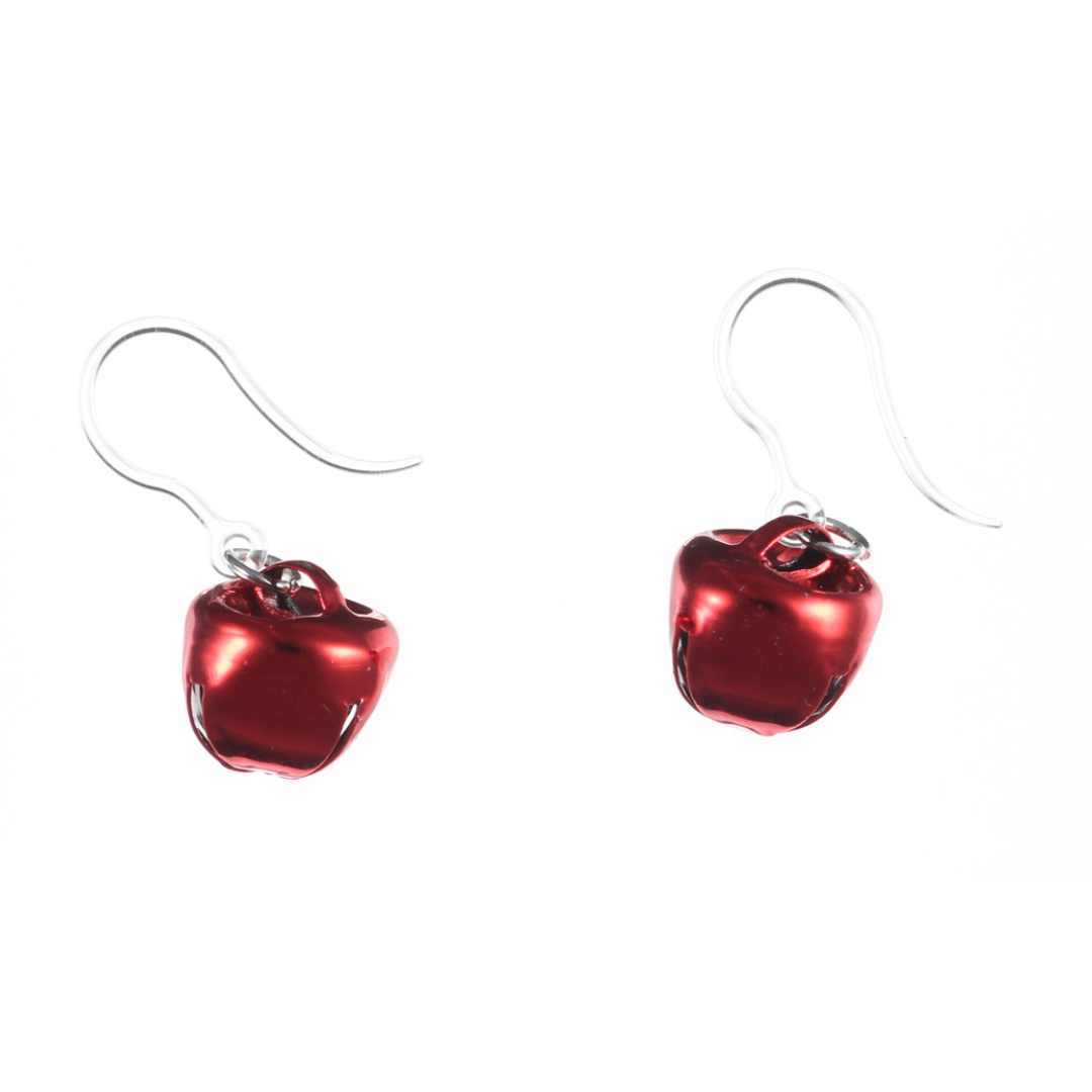 Festive Jingle Bell Earrings - medium - red