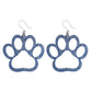 Exaggerated Glitter Paw Print Earrings (Dangles) - blue