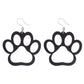 Exaggerated Glitter Paw Print Earrings (Dangles) - black