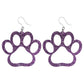 Exaggerated Glitter Paw Print Earrings (Dangles) - purple