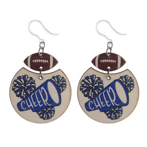 Wooden Cheer Earrings (Dangles) - blue
