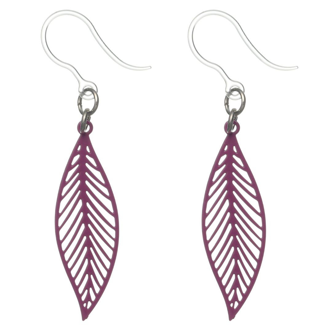 Lovely Leaf Earrings (Dangles) - purple