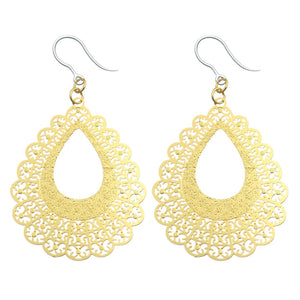 Medium Lace Teardrop Earrings (Dangles) - gold