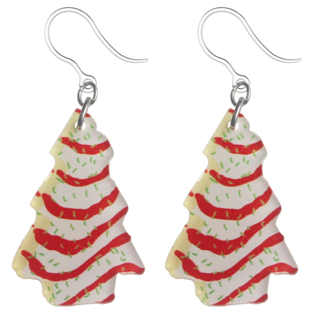 Exaggerated Christmas Tree Cake Earrings (Dangles)