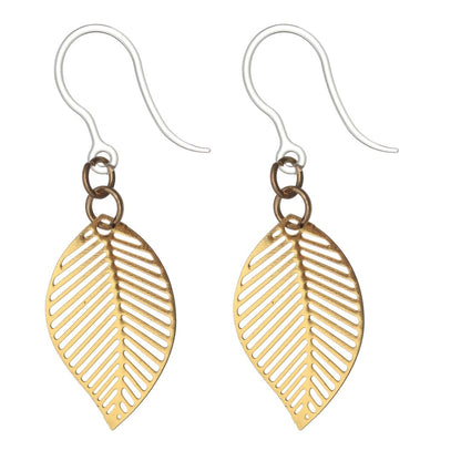 Chevron Leaf Dangles Hypoallergenic Earrings for Sensitive Ears with Plastic Posts