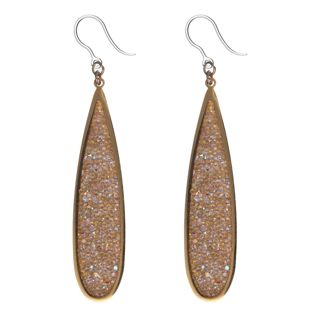 Faux Druzy Raindrop Earrings (Dangles) - iridescent