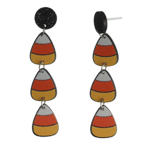 Triple Candy Corn Dangles Hypoallergenic Earrings for Sensitive Ears Made with Plastic Posts